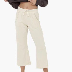 MATE the Label Kayden Kick Flare Crop Sweatpants, Size M, Bone